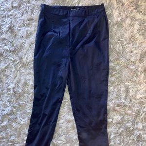 Boohoo navy blue satin pants, size 8.